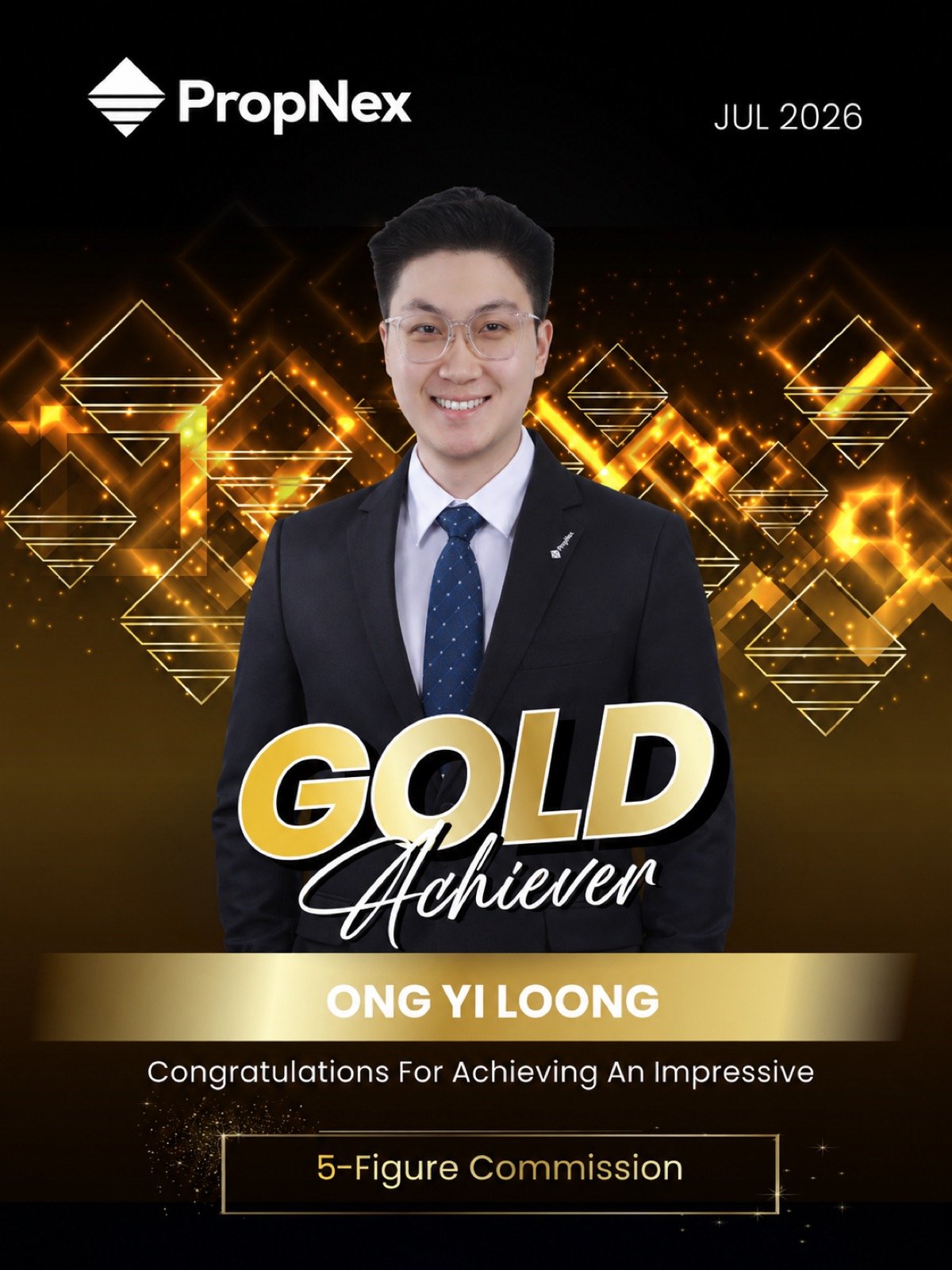 PropNex Gold Achiever award, Ong Yi Loong, July 2026